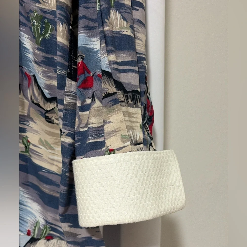 Vintage Neiman Marcus Cowboy Western Scenic Print Shirt - Picture 4 of 8